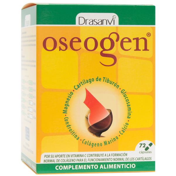 Oseogen - Articular | Complemento Alimenticio para CARTÍLAGO | DE TIBURÓN CARTÍLAGO | COLÁGENO MARINO HIDROLIZADO | MAGNESIO | CALCIO | GLUCOSAMINA y CONDROITINA | 72 Cápsulas